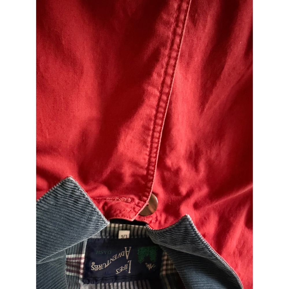 VTG Lifes Adventures Corduroy Chore Coat L Maroon Cotton Barn Country Western - Picture 9 of 13